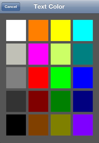 screenshot of color selection